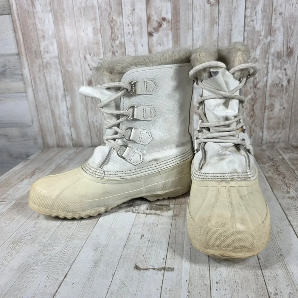 Sorel Women's White Waterproof Winter Snow Boots Insulated Fur Lined Size‎ 9